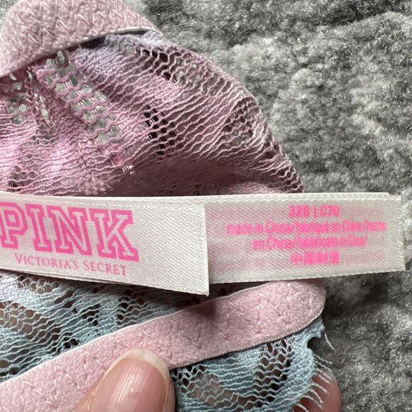 Victorias Secret PINK Front Close Date Racerback Bra Pastel Ombré 32B Lace - Picture 4 of 5